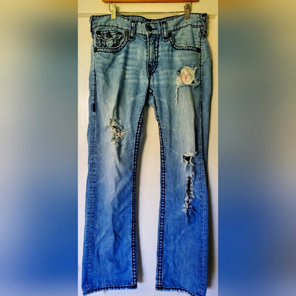 True Religion Mens Vintage Distressed RICKY SUPER T Jeans 😎🤠